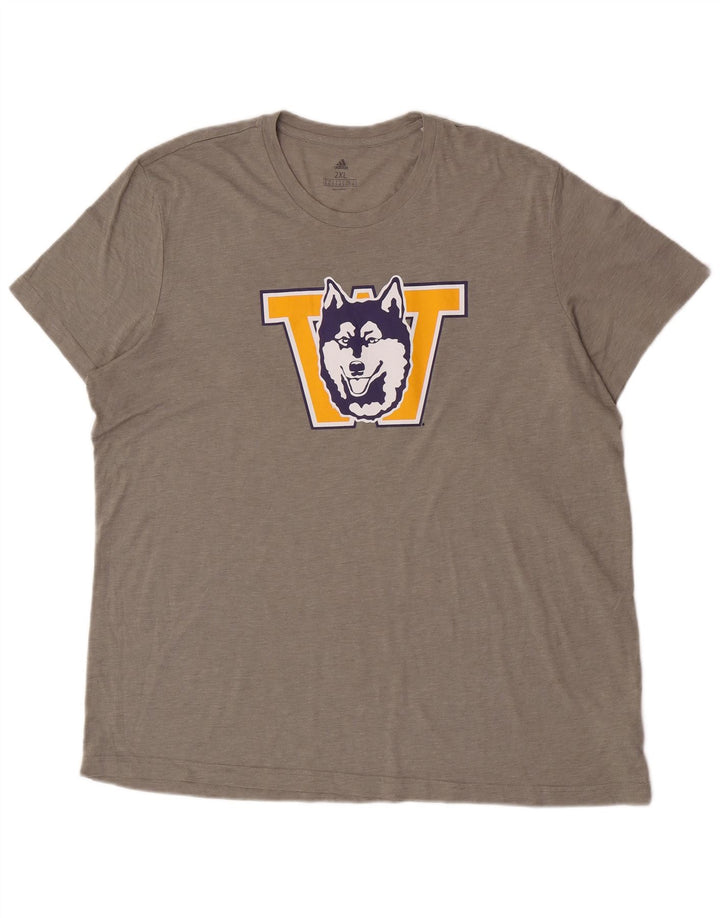 Adidas Herren Washington Huskies Grafik T-Shirt Top 2XL Grau Polyester