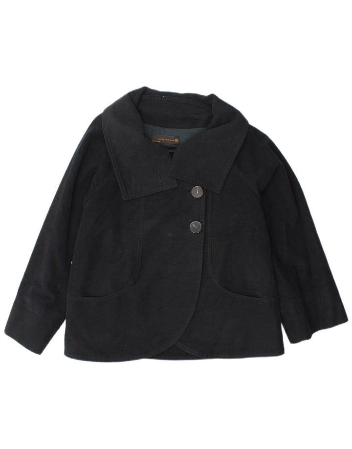 Zara Damen 2-Knopf-Blazerjacke UK 14 Mittelschwarz