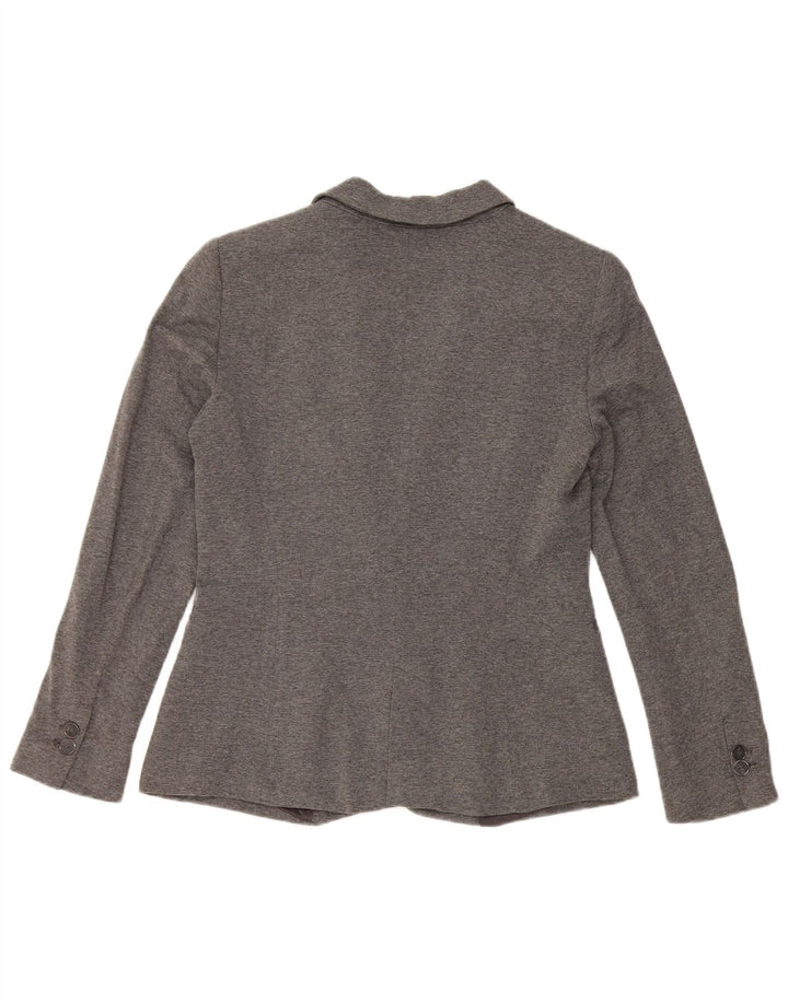 Zara Damen 1-Knopf-Blazerjacke UK 12 Mittelgraue Viskose