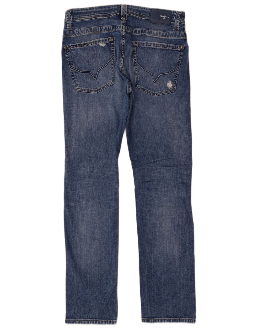 PEPE Jeans Herren Distressed Regular Straight Jeans W32 L32 Blaue Baumwolle