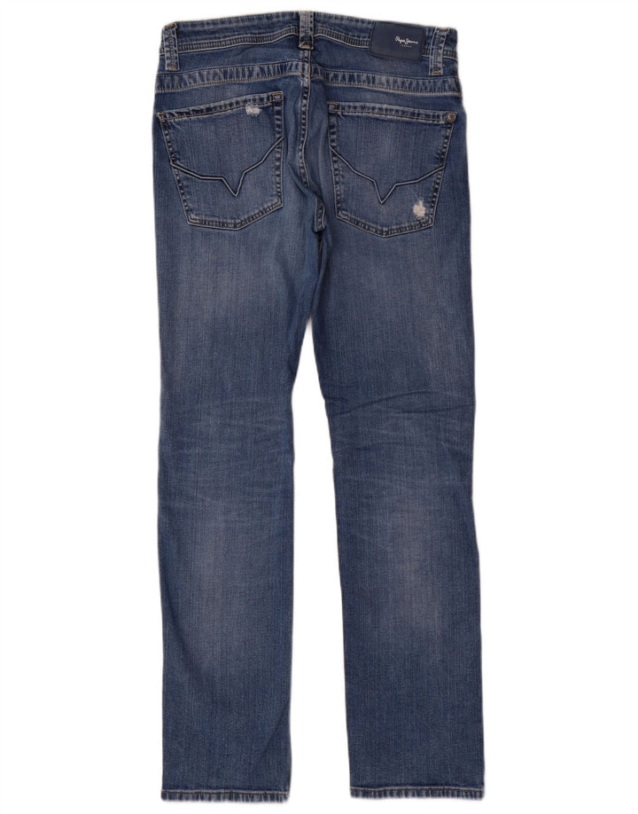 PEPE Jeans Herren Distressed Regular Straight Jeans W32 L32 Blaue Baumwolle