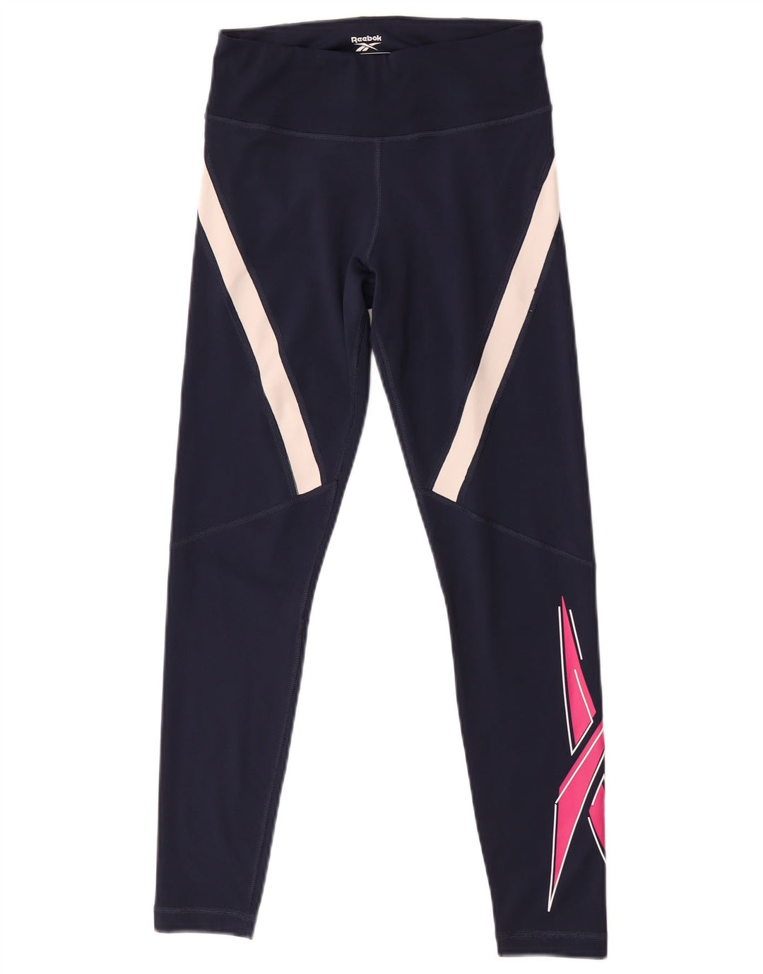 Reebok Womens Graphic Leggings UK 8/10 Small Marineblau Farbblock