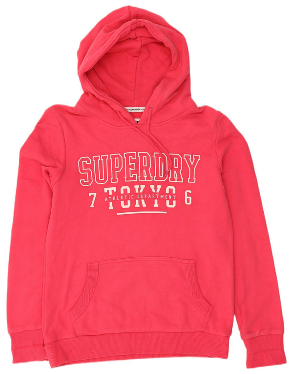 Superdry Damen-Kapuzenpullover mit Grafik, UK 12, mittelrosa, Baumwolle