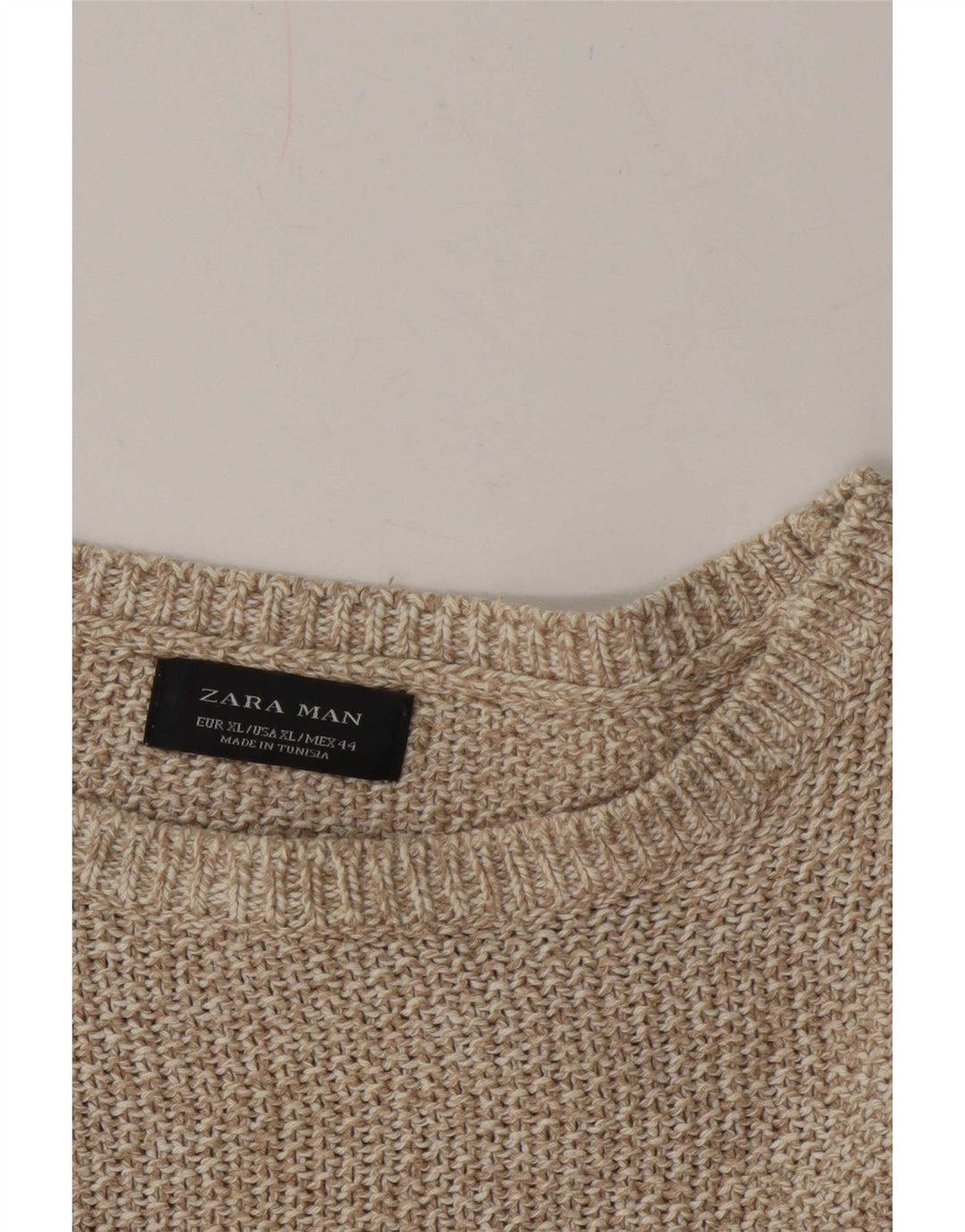 Zara Herren-Pullover mit U-Boot-Ausschnitt, XL, Grau meliert