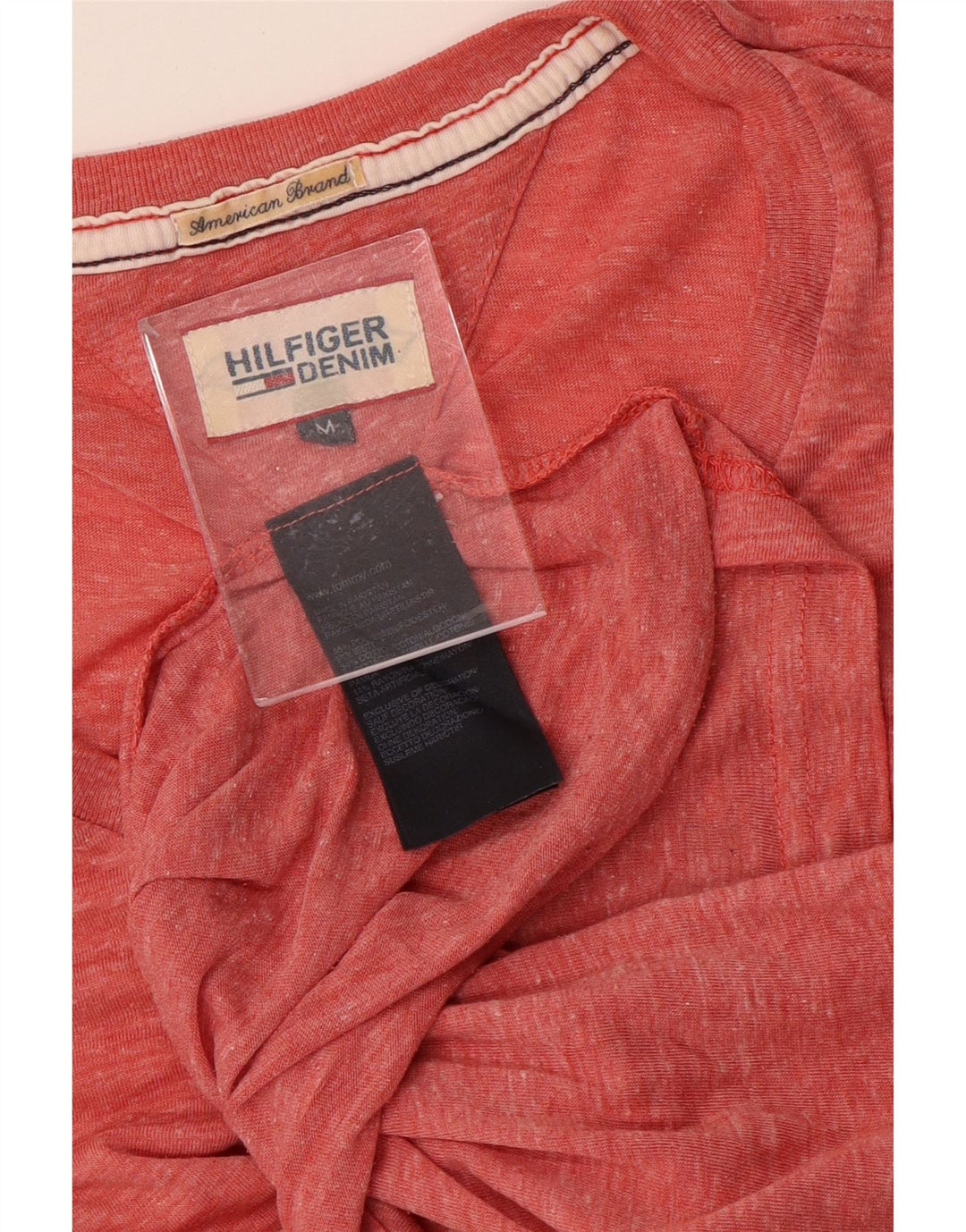 TOMMY HILFIGER Mens T-Shirt Top Medium Red Flecked Polyester