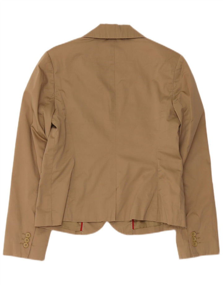 Tommy Hilfiger Damen-Blazerjacke mit 2 Knöpfen, US 8, mittelbeige Baumwolle