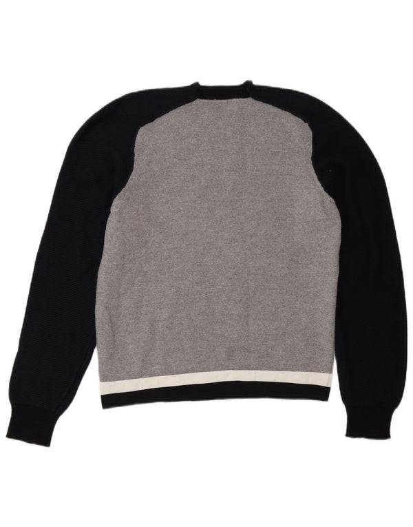 Iceberg Damen-Pullover mit Rundhalsausschnitt, UK 12, mittelgraue Colourblock-Wolle