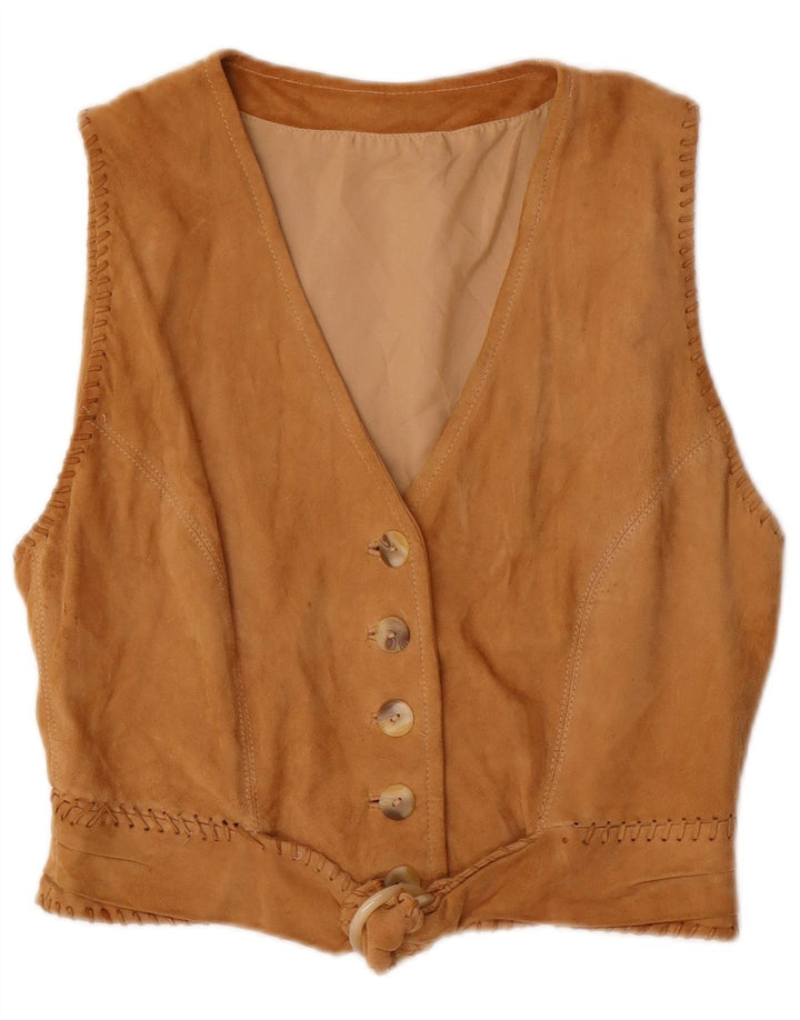 Vintage Damen Wildlederweste IT 44 Mittelbeige