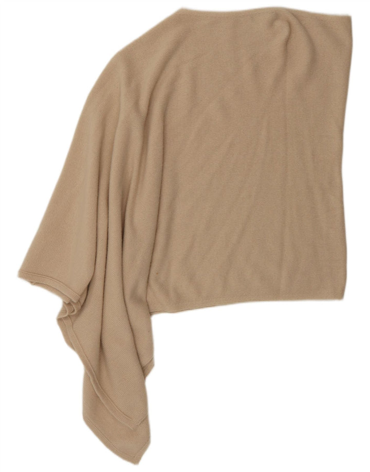 Benetton Asymmetrischer Poncho-Pullover für Damen, Einheitsgröße, beige Wolle