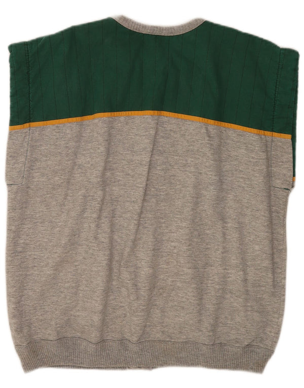 Vintage Herren-Trainingsanzug, ärmellos, Jacke, groß, grau, Farbblock