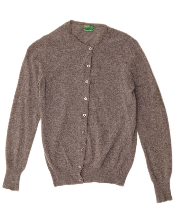 Benetton Damen-Cardigan-Pullover UK 10 Small Graue Wolle