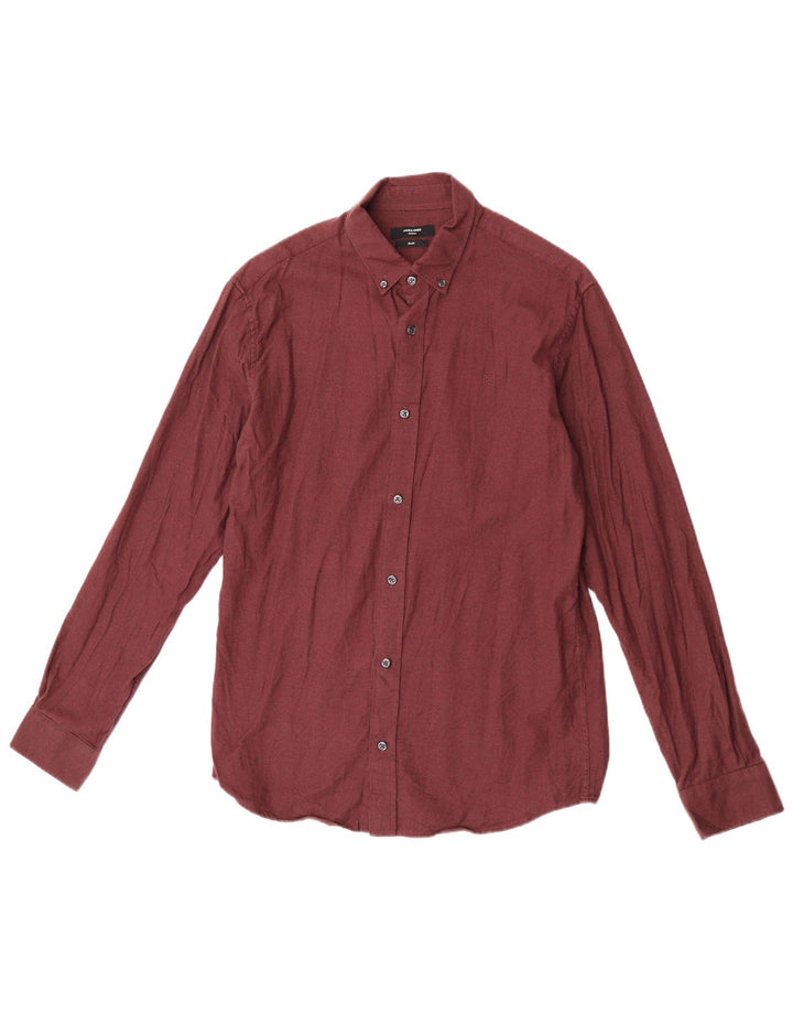 Jack & Jones Herren-Slim-Fit-Hemd aus mittlerer burgunderroter Baumwolle