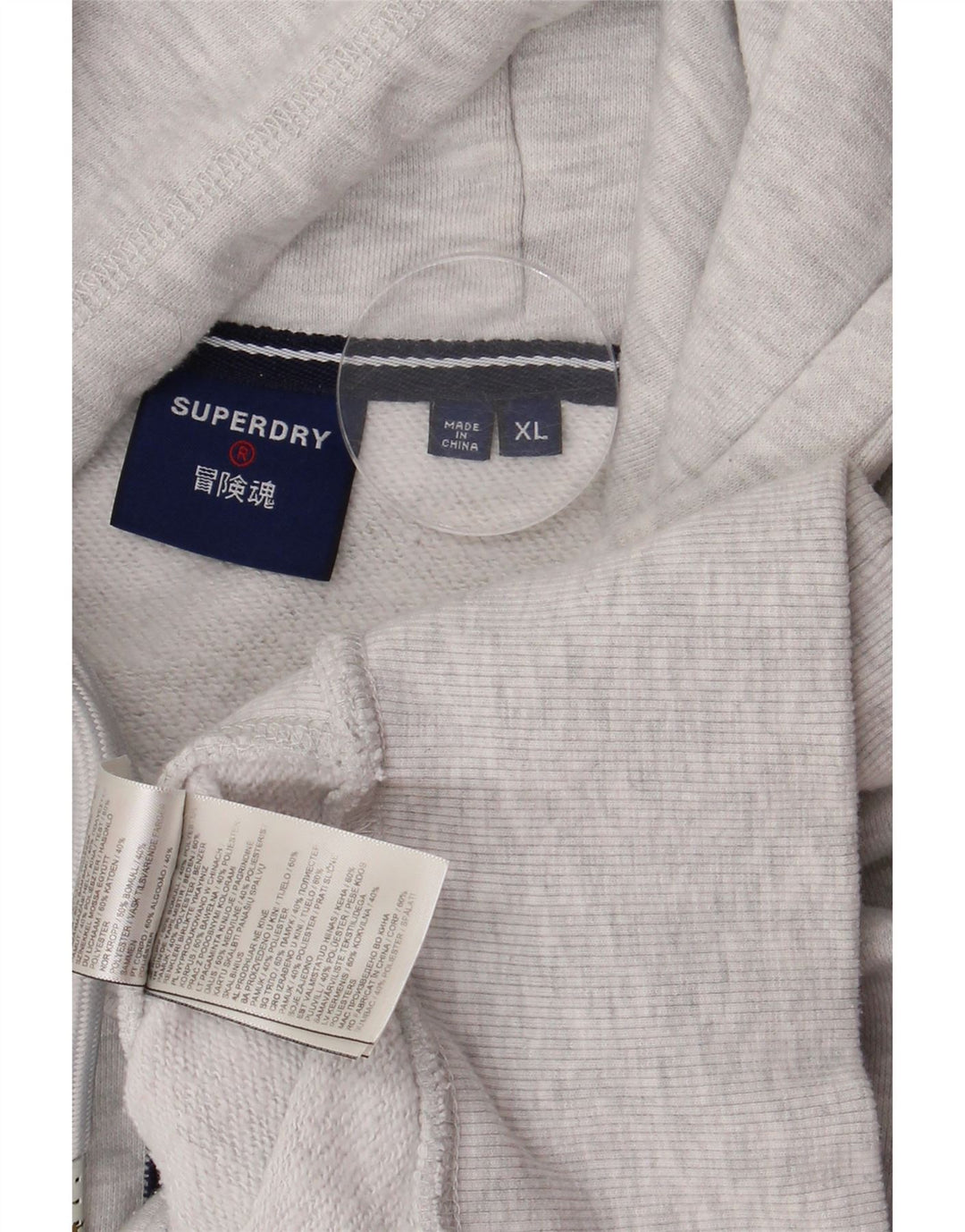 Superdry Herren Grafik-Hoodie-Pullover XL aus grauer Baumwolle