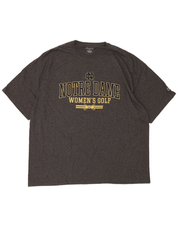 Champion Herren-T-Shirt mit Notre-Dame-Grafik, 3XL, grau meliert, Baumwolle