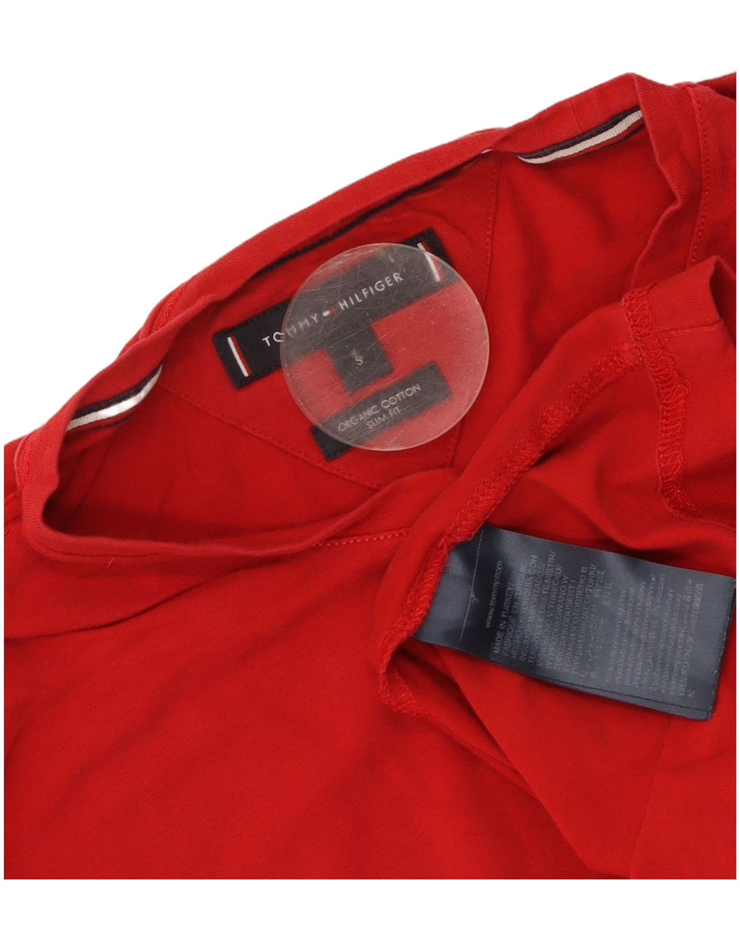 Tommy Hilfiger Herren Slim Fit T-Shirt Top Small Rot Baumwolle