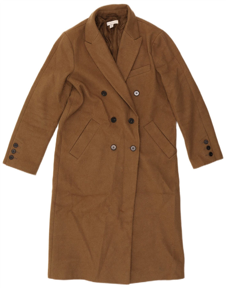 Topshop Damen Petite Übergroßer zweireihiger Mantel UK 4 XS Braun