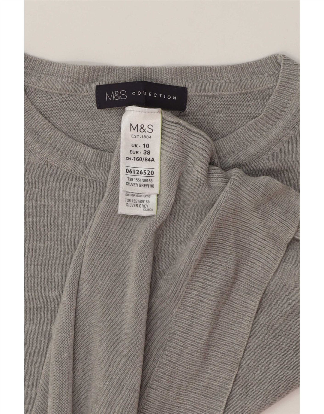 Marks & Spencer Damen Crop Crew Neck Pullover Pullover UK 10 Small Grau
