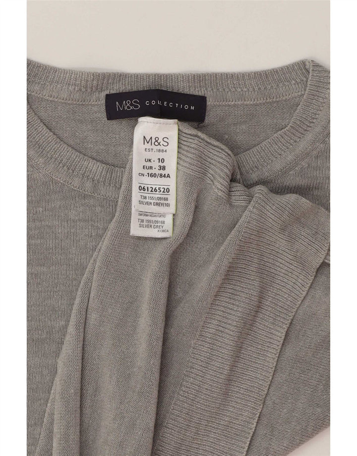 Marks & Spencer Damen Crop Crew Neck Pullover Pullover UK 10 Small Grau