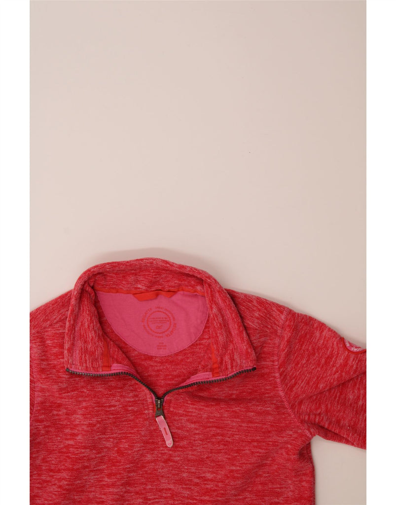 REGATTA Girls Zip Neck Fleece Jumper 9-10 Years Red Flecked Polyester Vintage Regatta and Second-Hand Regatta from Messina Hembry 