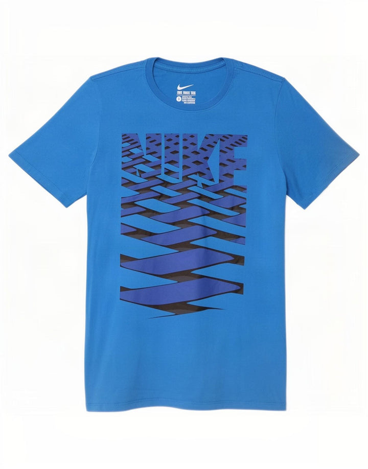 Nike Herren-T-Shirt mit sportlichem Schnitt und Grafik, Größe S, aus blauer Baumwolle