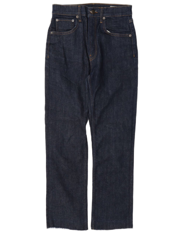 Zara Damen-Jeans mit hoher Taille, kurz geschnitten, EU 38, Größe S, W28, L26, Marineblau