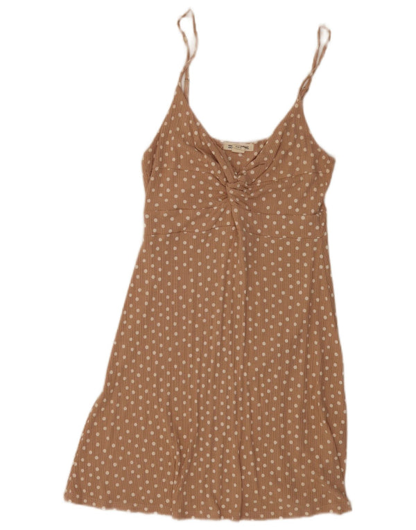Billabong Damen ärmelloses Sommerkleid UK 12 Medium Beige Polka Dot