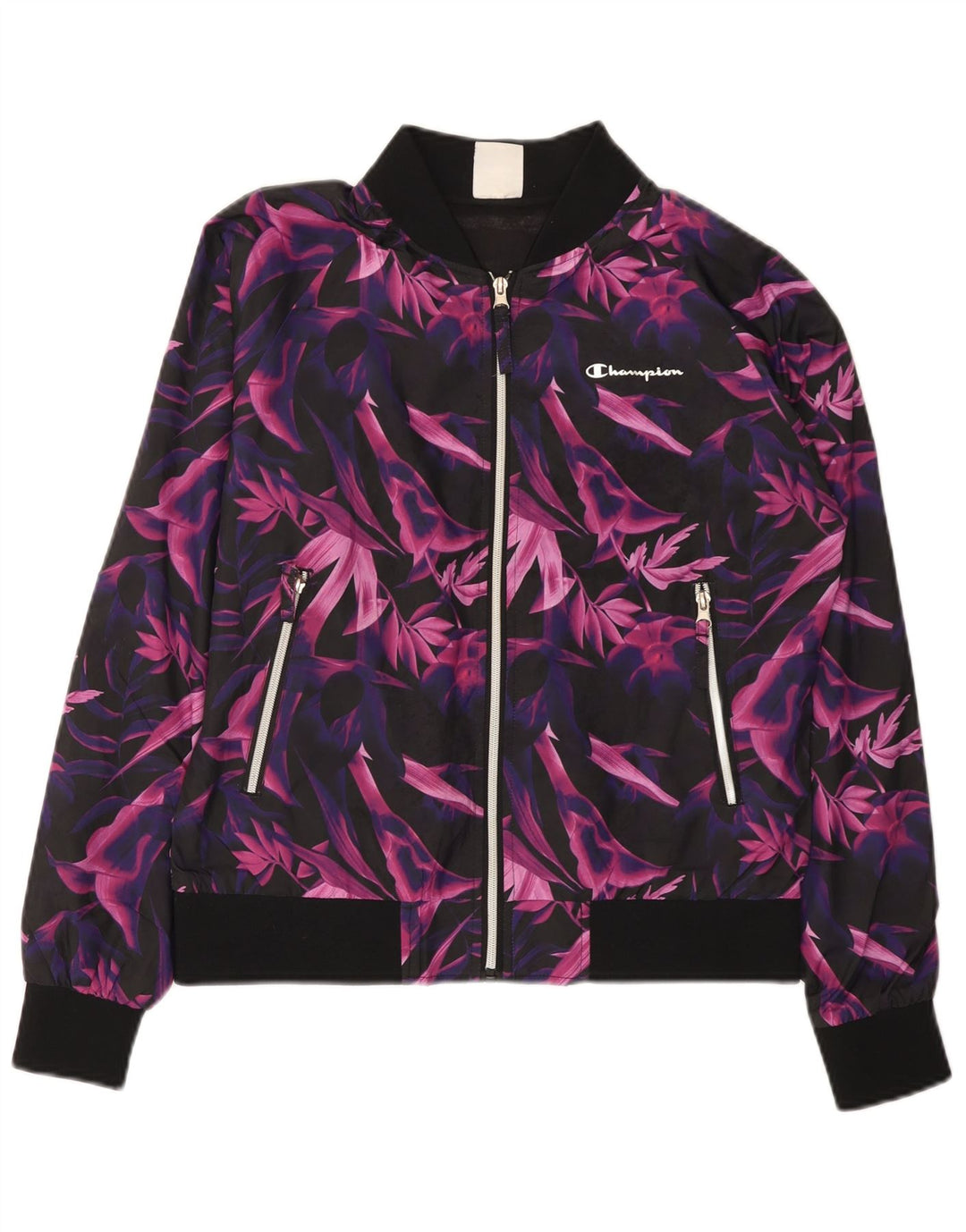 Champion Damen-Trainingsanzugoberteil, UK-Größe 10, Größe S, Lila, Blumenmuster, Polyester