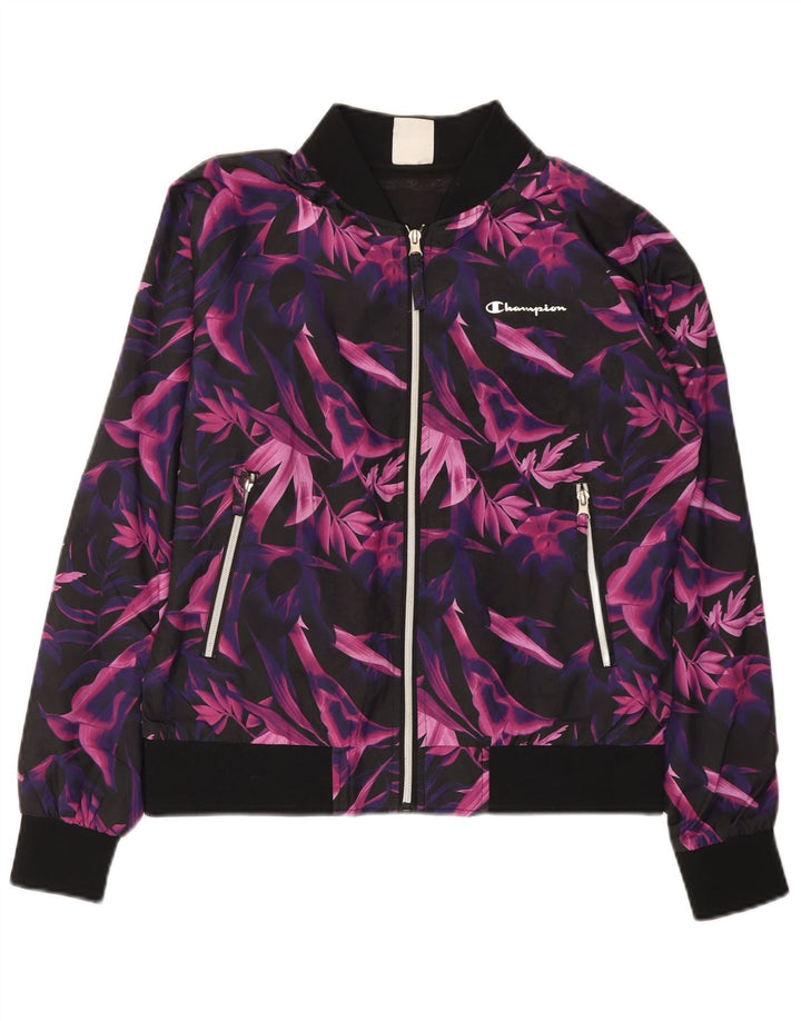 Champion Damen-Trainingsanzugoberteil, UK-Größe 10, Größe S, Lila, Blumenmuster, Polyester