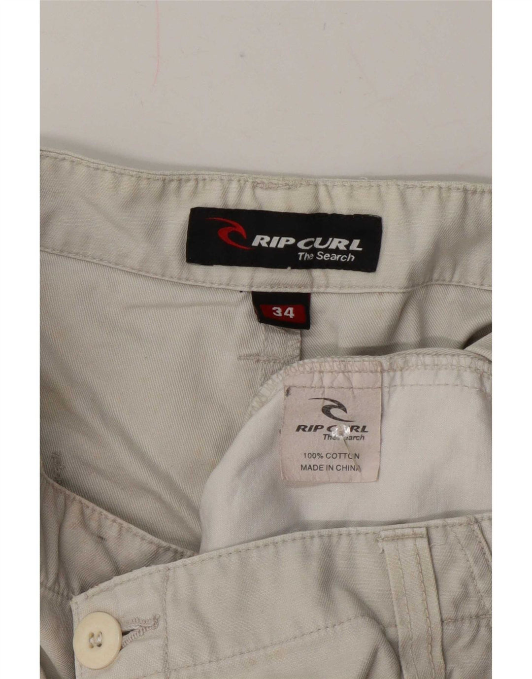 Rip Curl Herren Graphic Casual Shorts W34 Large Beige Baumwolle