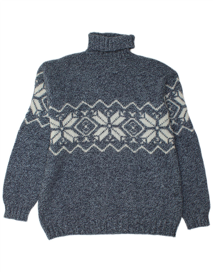 Barbieri Herren Rollkragenpullover XL Marineblau Fair Isle