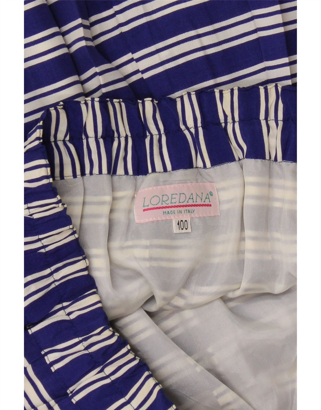 LOREDANA Womens A-Line Skirt W28 Medium Navy Blue Striped Viscose Vintage Loredana and Second-Hand Loredana from Messina Hembry 