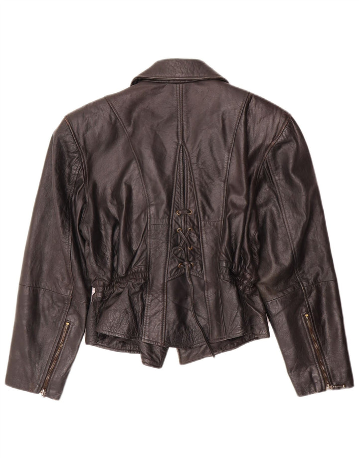 Vintage Damen Leder Bikerjacke EU 38 Mittelschwarzes Leder