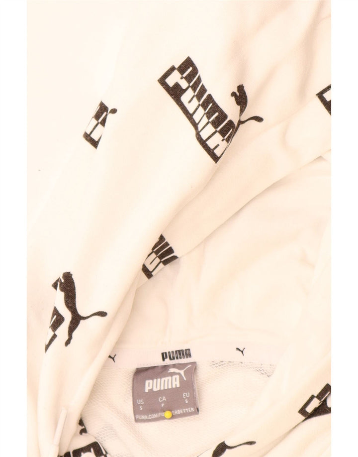 Puma Herren-Kapuzenpullover mit Grafik, Größe S, weiße Baumwolle