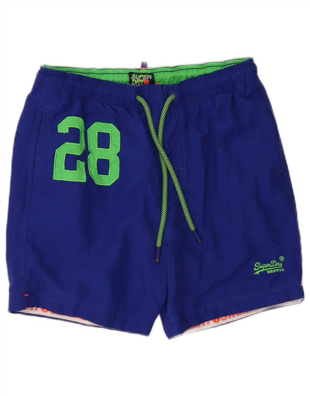 SUPERDRY Herren-Badeshorts mit Grafik, mittelblau, Polyester