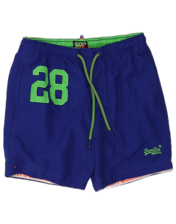 SUPERDRY Herren-Badeshorts mit Grafik, mittelblau, Polyester
