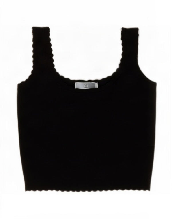 Zara Damen Crop Cami Top UK 12 Medium Schwarz