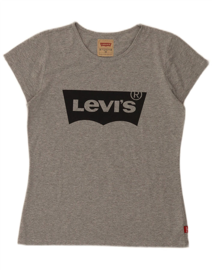 Levi's Mädchen-T-Shirt mit Grafik, 15–16 Jahre, grau meliertes Polyester