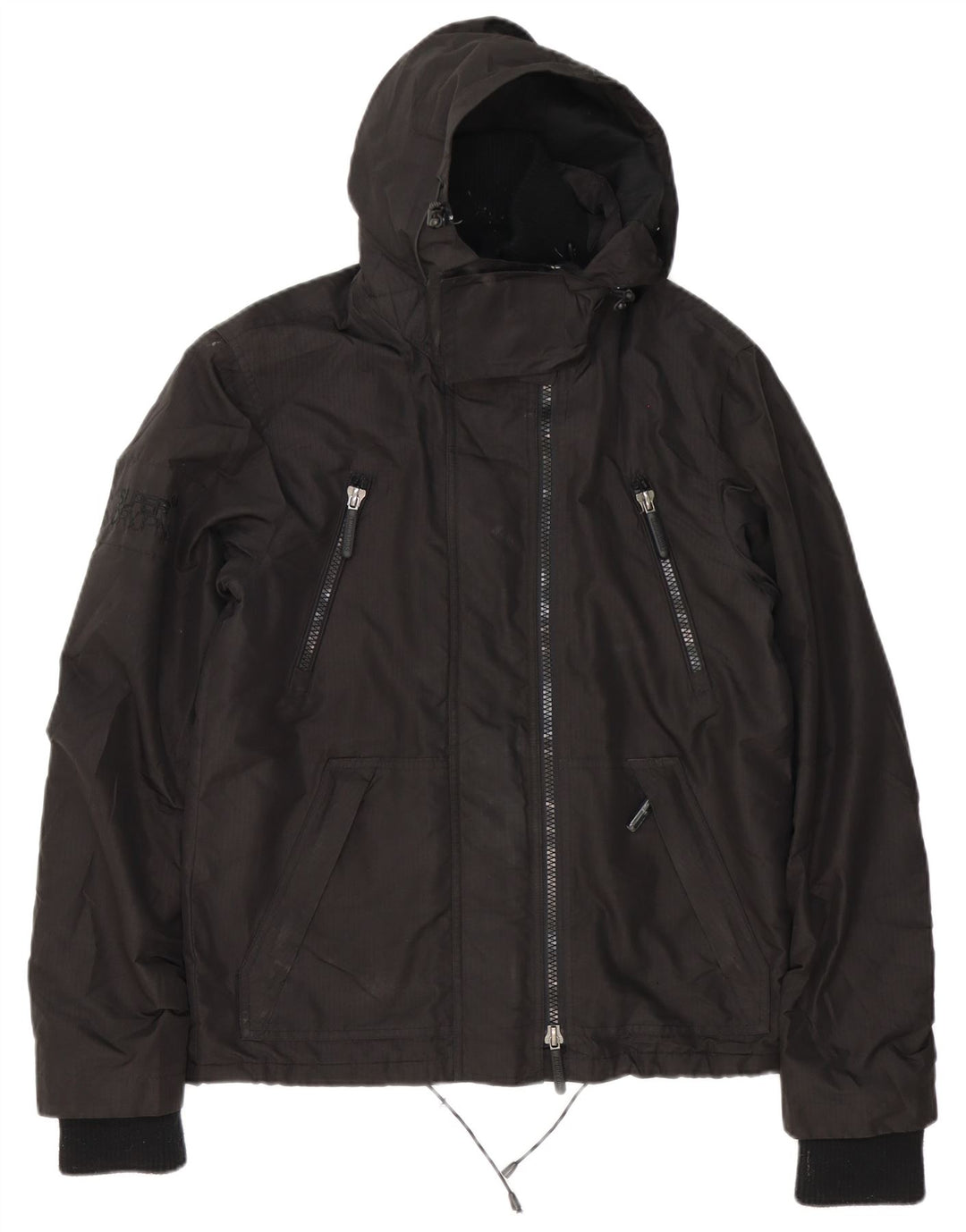 Superdry Herren-Windbreakerjacke mit Kapuze, UK 36, Größe S, Schwarz, Polyester