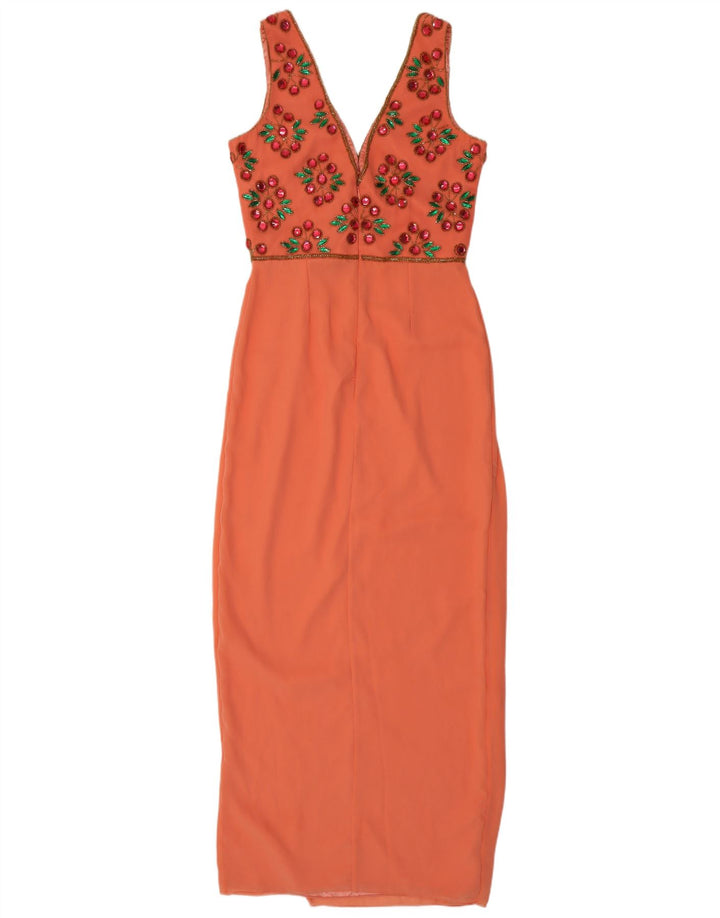 VIRGOS LOUNGE Womens Sleeveless Maxi Dress UK 12 Medium Orange Polyester Vintage Virgos Lounge and Second-Hand Virgos Lounge from Messina Hembry 