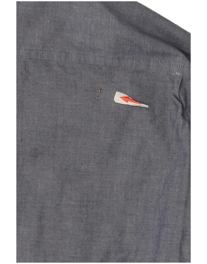Reiss Herrenhemd XL Blau Colourblock Baumwolle