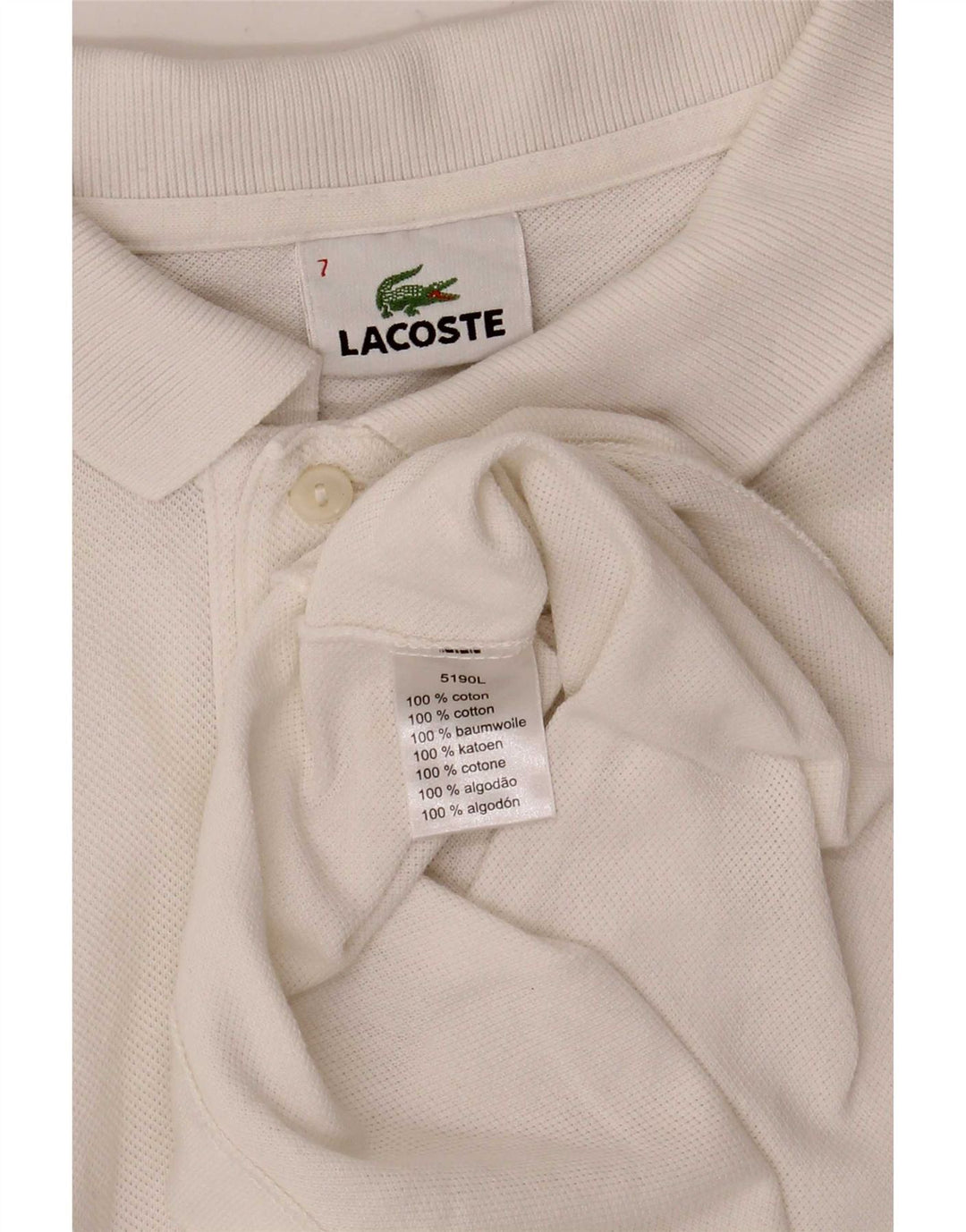 Lacoste Herren-Poloshirt, Größe 7 2XL, weiße Baumwolle