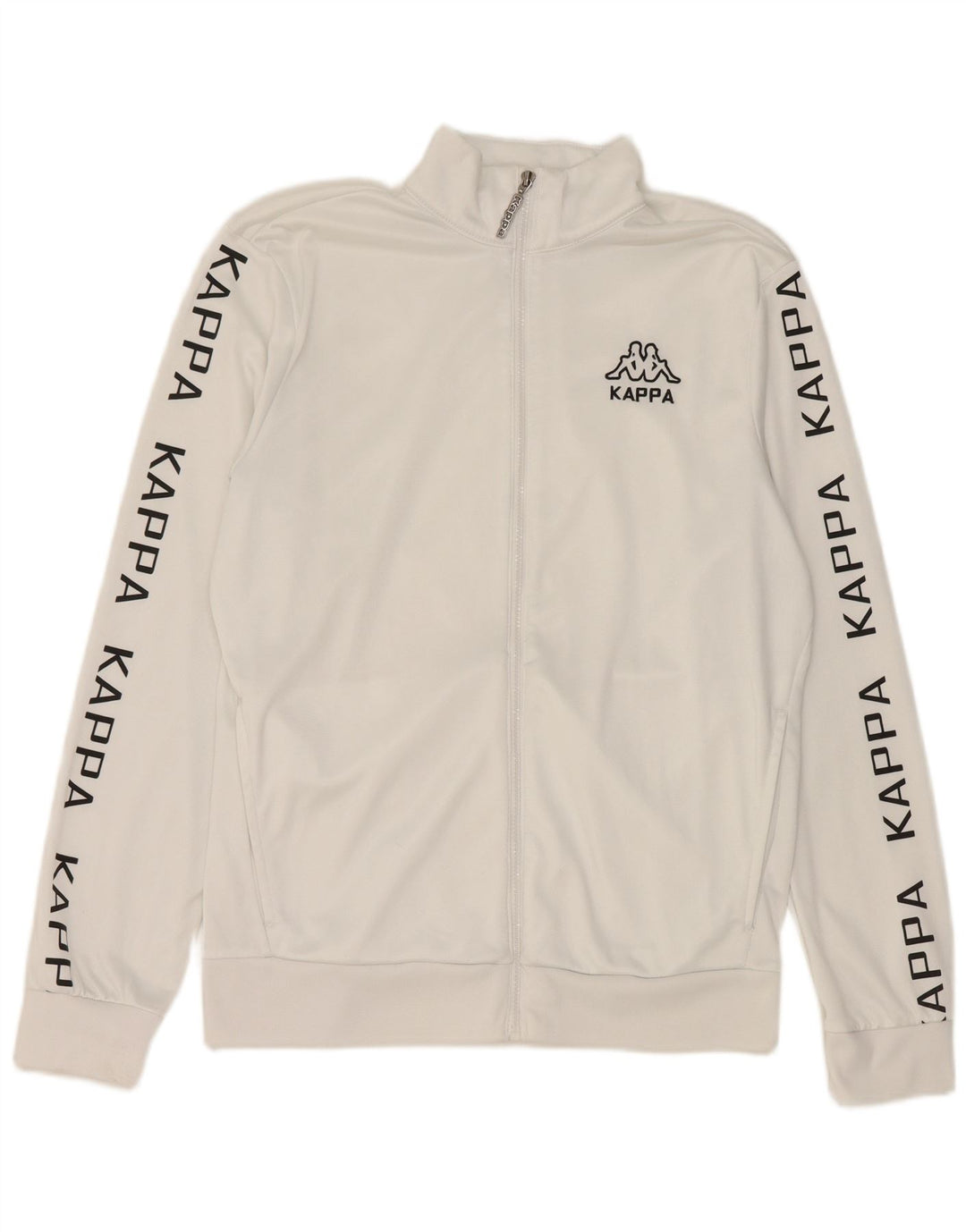 Kappa Herren-Trainingsanzug mit grafischem Oberteil, groß, aus weißem Polyester