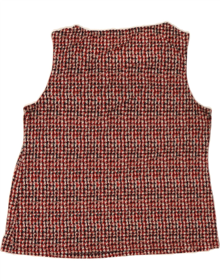 VINTAGE Womens Sleeveless Blouse Top UK 18 XL Red Houndstooth Polyester Vintage Vintage and Second-Hand Vintage from Messina Hembry 