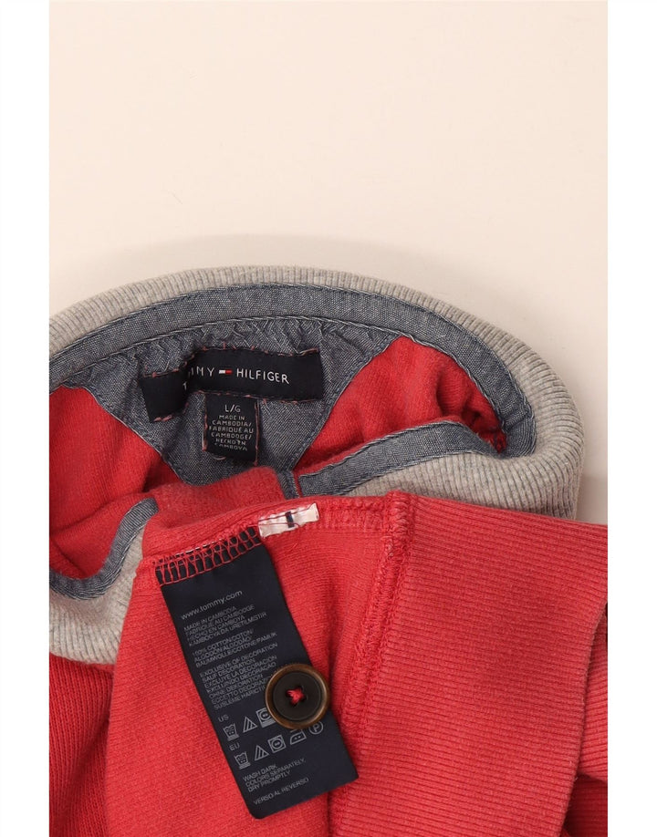Tommy Hilfiger Herren-Sweatshirt mit Knopfkragen, groß, aus roter Baumwolle
