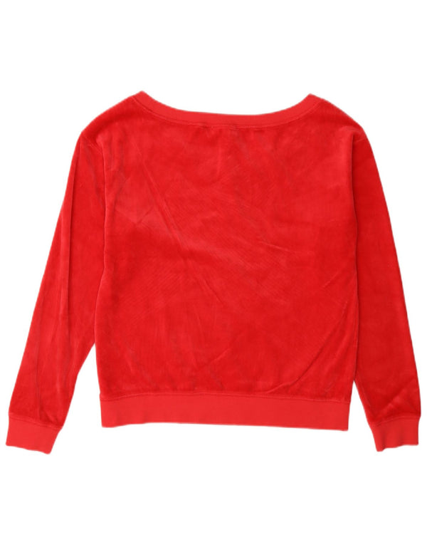 Juicy Couture Damen Übergroßer Samt-Sweatshirt-Pullover UK 6 XS Rote Baumwolle