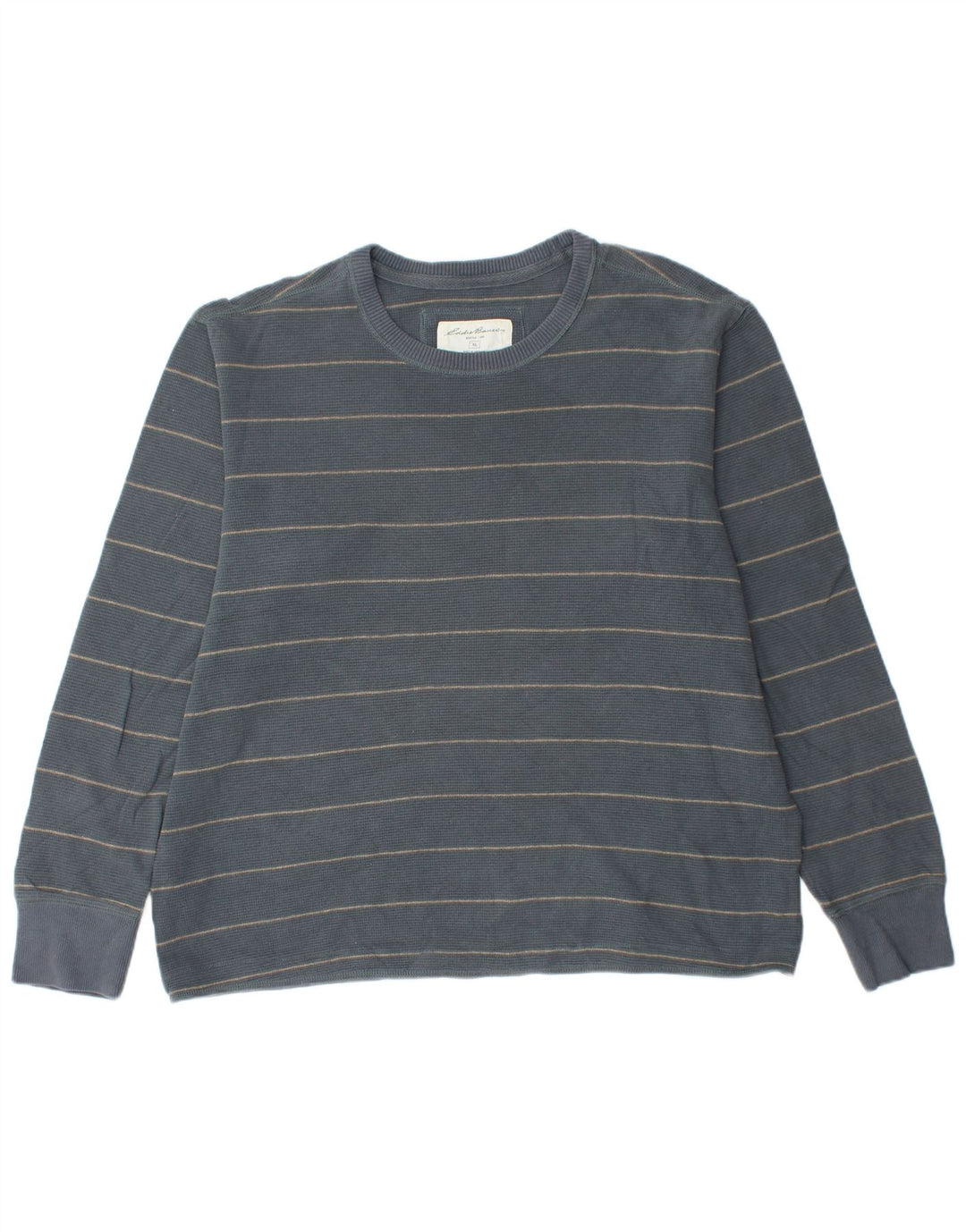 EDDIE BAUER Herren Top Langarm XL Blau gestreift Baumwolle