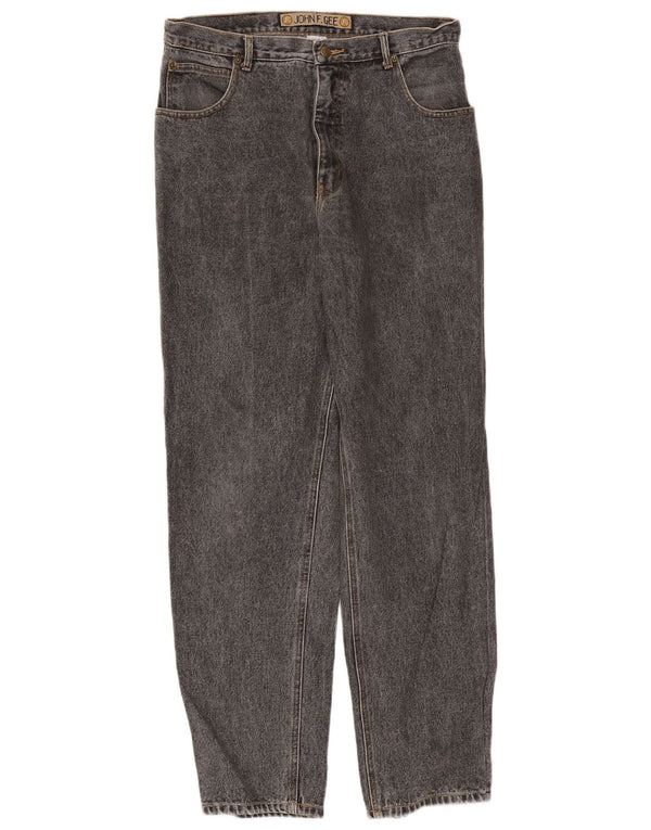 John F Gee Herren Tapered Jeans IT 52 XL W34 L33 Graue Baumwolle