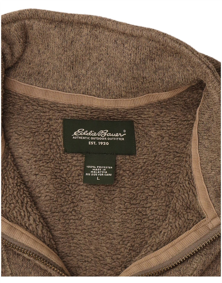 EDDIE BAUER Herren-Sweatshirt mit Reißverschluss am Hals, groß, braun, Polyester