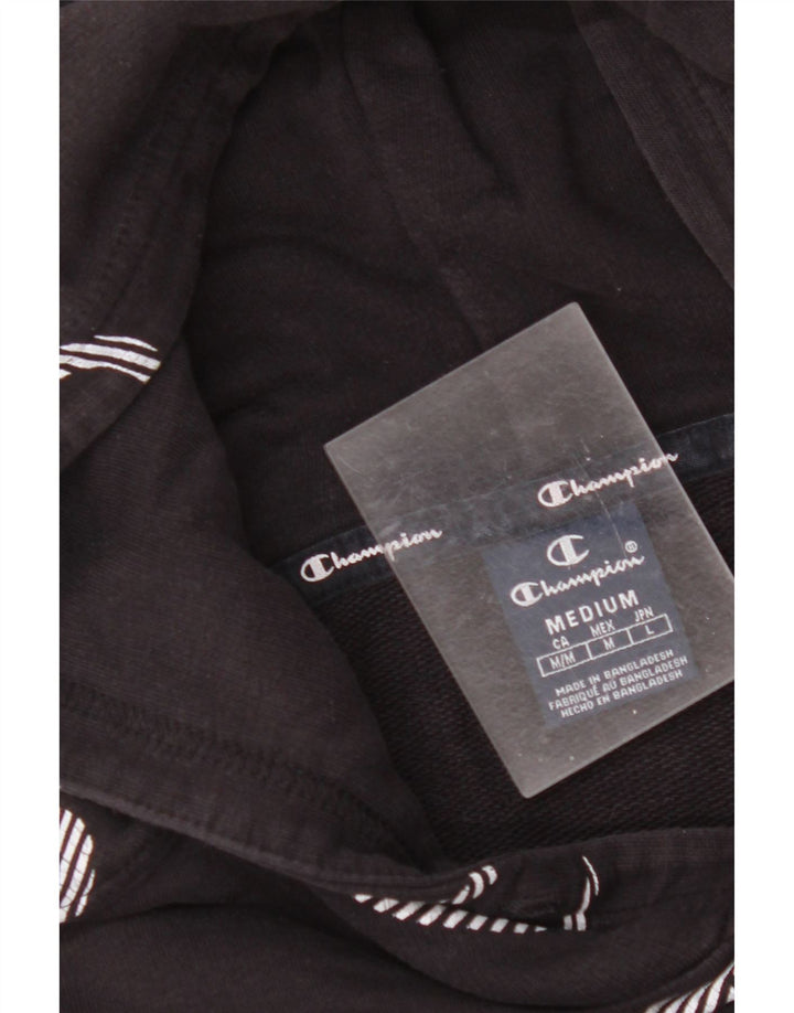 CHAMPION Mens Graphic Hoodie Jumper Medium Black