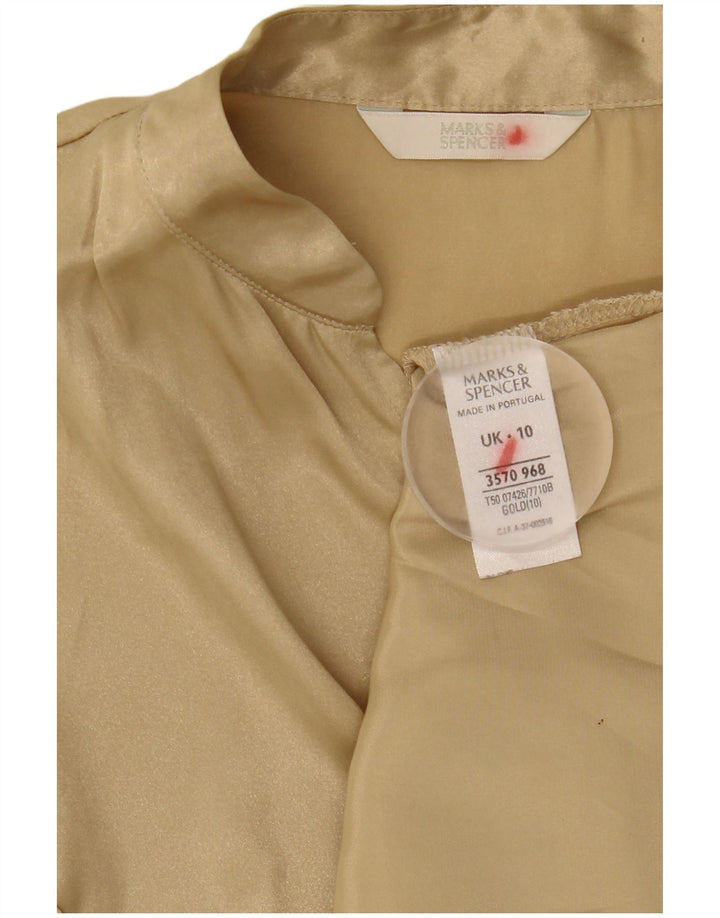 Marks & Spencer Damen ärmelloses Blusenoberteil UK 10 Small Gold Polyester